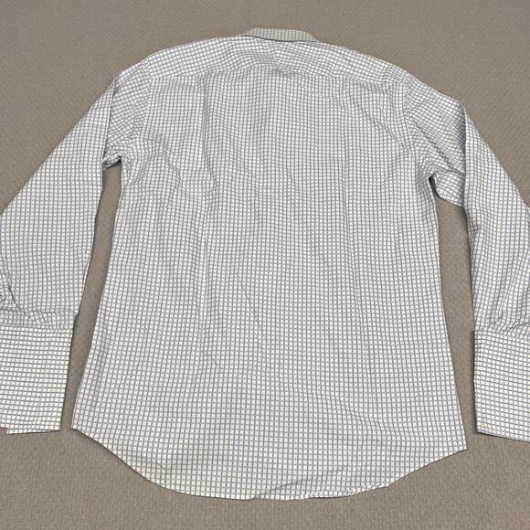 Paul Smith Shirt Mens 16/41 White Blue Check Geometric Button Down Formal Preppy - Picture 2 of 8